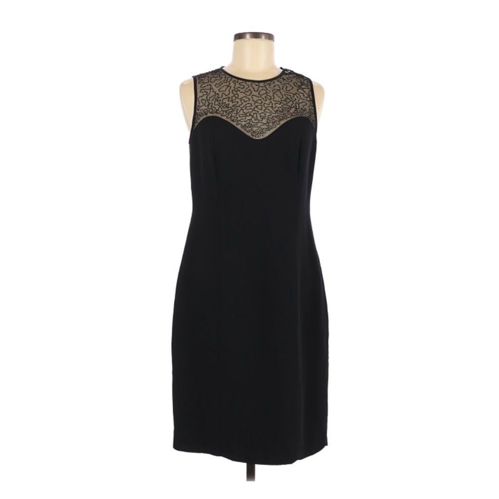 Jones New York Black Sheath Dress with Lace Yoke